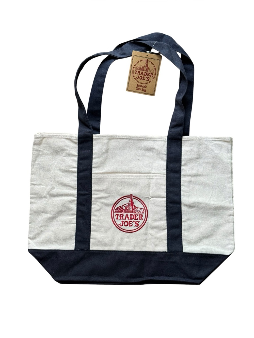 NWT Trader Joe's Classic Canvas Tote Navy Blue